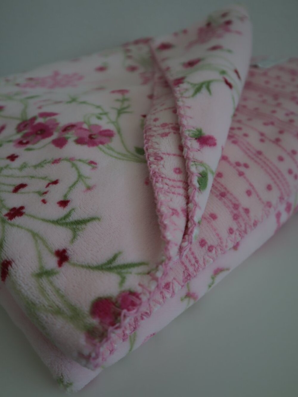 Laura Ashley Heavyweight Reversible Pink Floral Throw Blanket